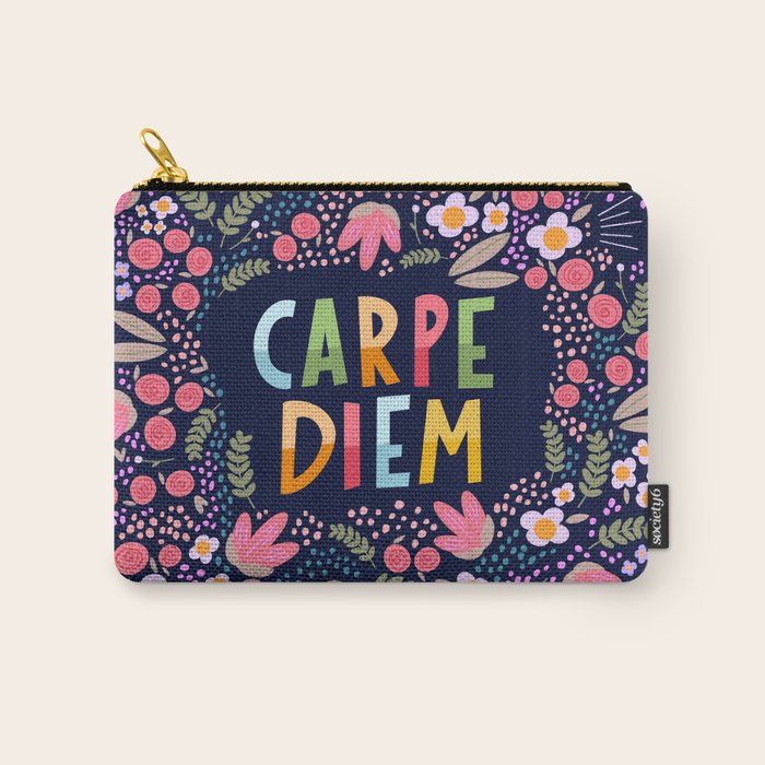 Carpe diem floral Carry All Pouch Gallery Image 1