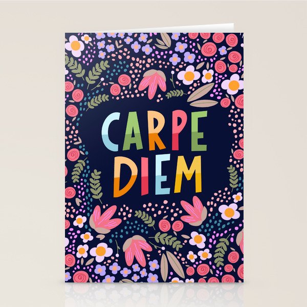 Carpe diem floral Stationery Card Gallery Image 1