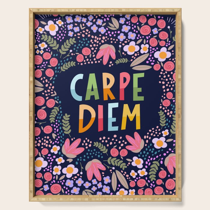 Carpe diem floral Serving Tray Gallery Image 1