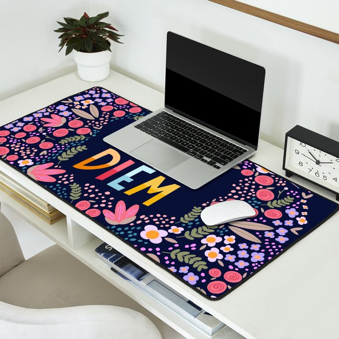 Carpe diem floral Desk Mat Gallery Image 2