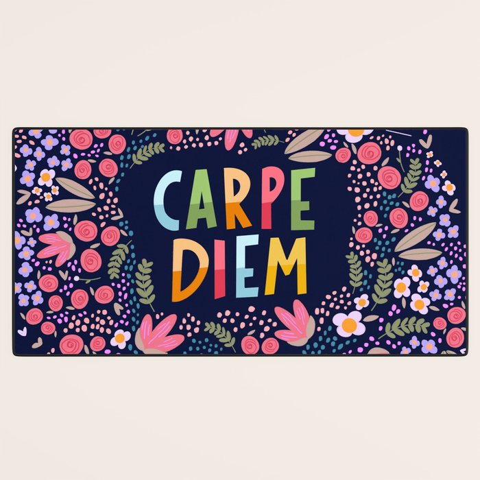 Carpe diem floral Desk Mat Gallery Image 3