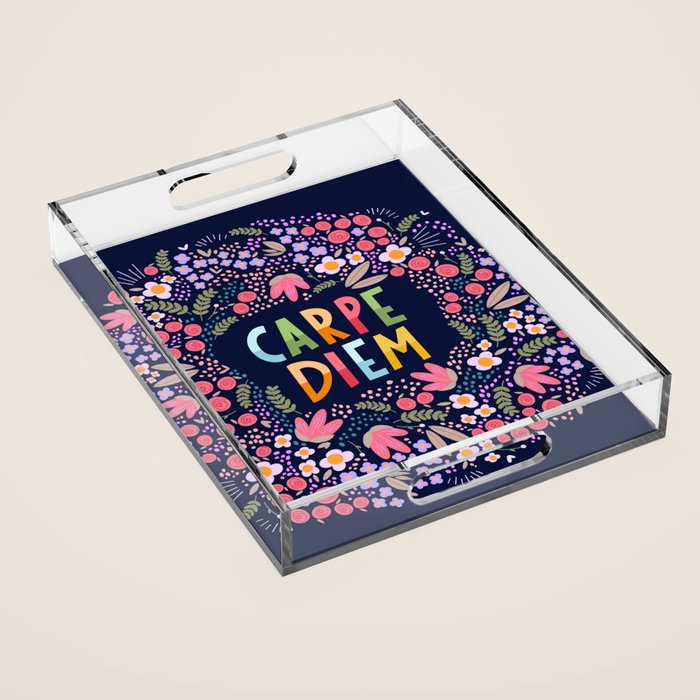 Carpe diem floral Acrylic Tray Gallery Image 1