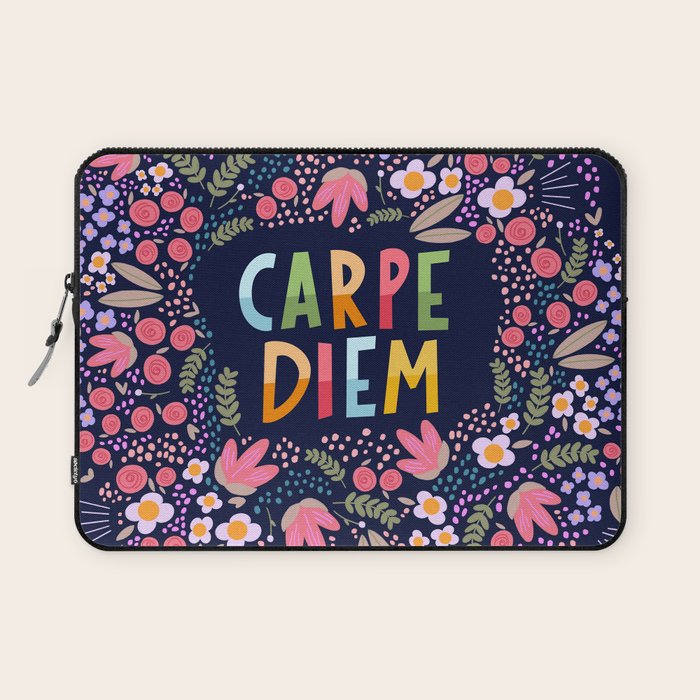 Carpe diem floral Laptop Sleeve Gallery Image 1