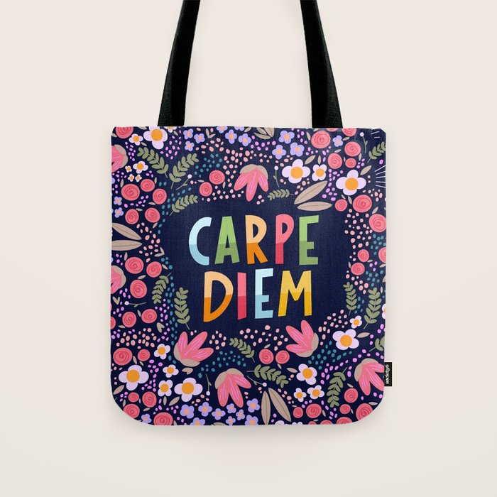 Carpe diem floral Tote Bag Gallery Image 1