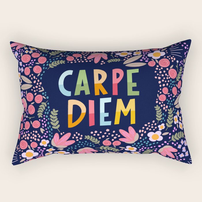 Carpe diem floral Rectangular Pillow Gallery Image 2