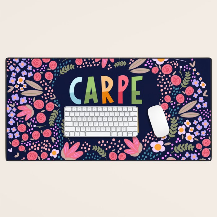 Carpe diem floral Desk Mat Gallery Image 1