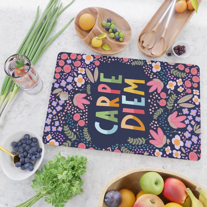 Carpe diem floral Cutting Board Gallery Image 2