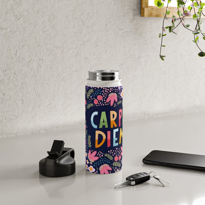 Carpe diem floral Water Bottle Gallery Image 4