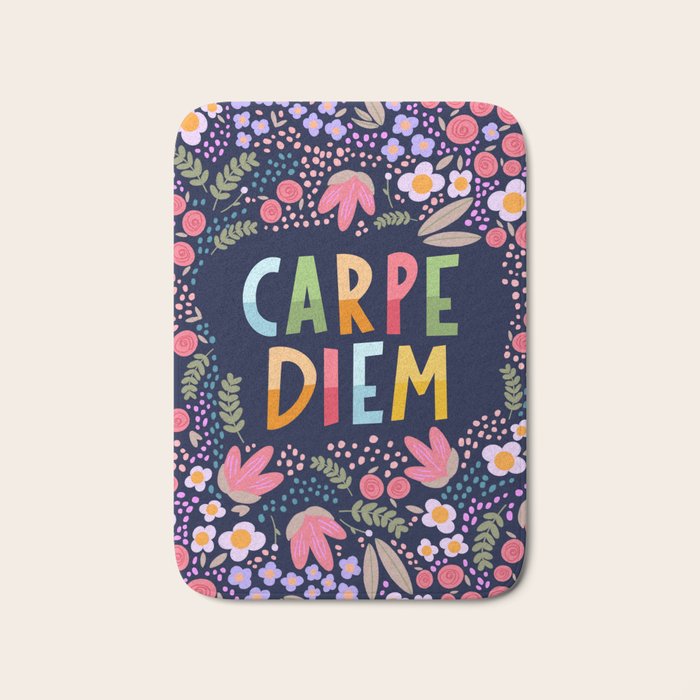 Carpe diem floral Bath Mat Gallery Image 1