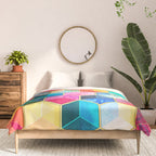 Crystal Bohemian Honeycomb Cubes - colorful hexagon pattern Comforter Gallery Image 3