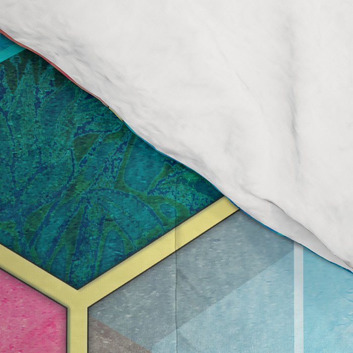 Crystal Bohemian Honeycomb Cubes - colorful hexagon pattern Comforter Gallery Image 4