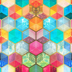 Crystal Bohemian Honeycomb Cubes - colorful hexagon pattern Coffee Mug Gallery Image 2
