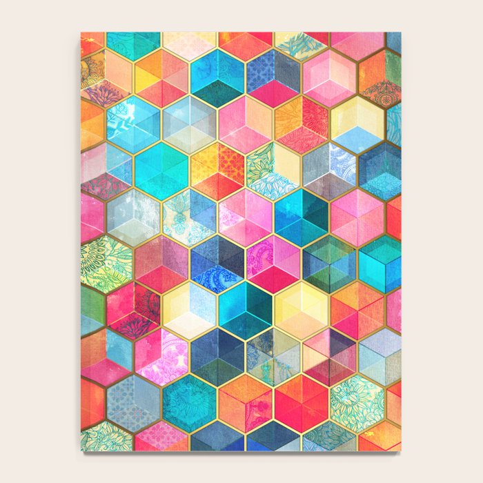 Crystal Bohemian Honeycomb Cubes - colorful hexagon pattern Notebook Gallery Image 4