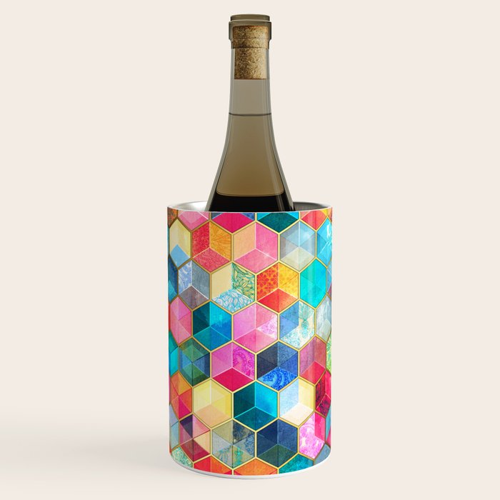 Crystal Bohemian Honeycomb Cubes - colorful hexagon pattern Wine Chiller Gallery Image 2