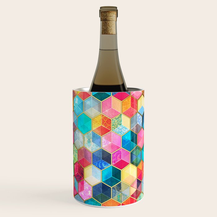 Crystal Bohemian Honeycomb Cubes - colorful hexagon pattern Wine Chiller Gallery Image 3