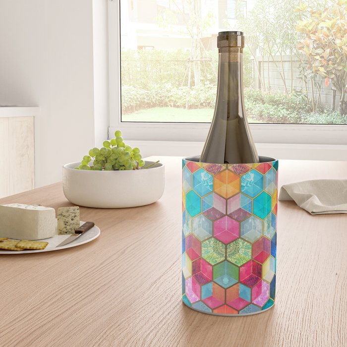 Crystal Bohemian Honeycomb Cubes - colorful hexagon pattern Wine Chiller Gallery Image 4