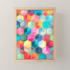 Crystal Bohemian Honeycomb Cubes - colorful hexagon pattern Mini Art Print Gallery Image 1