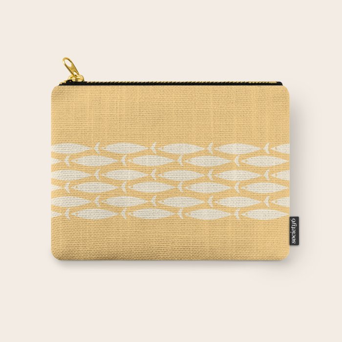 Fish Stripe 6 Minimalist Mid Century Modern Fish Pattern in Yellow Buttercream Carry All Pouch Gallery Image 1