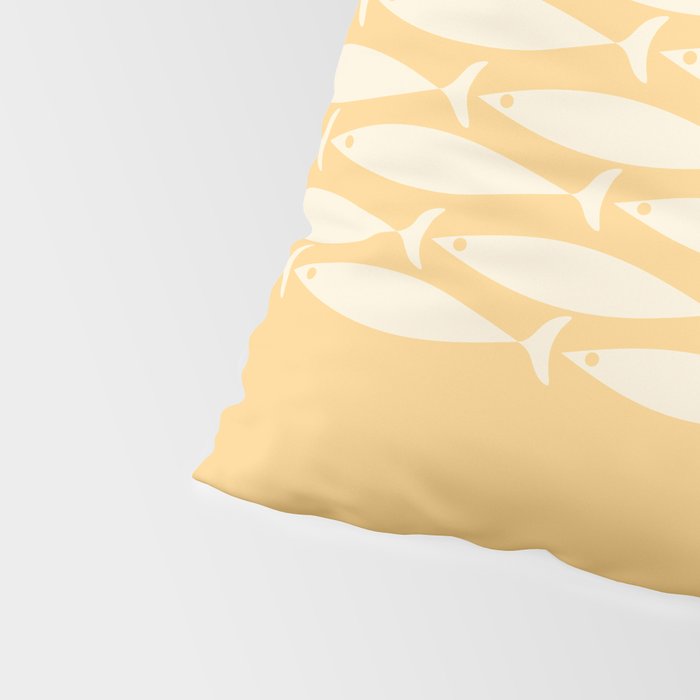 Fish Stripe 6 Minimalist Mid Century Modern Fish Pattern in Yellow Buttercream Pillow Sham Gallery Image 4