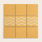 Fish Stripe 6 Minimalist Mid Century Modern Fish Pattern in Yellow Buttercream Wood Wall Art Gallery Image 1