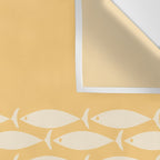 Fish Stripe 6 Minimalist Mid Century Modern Fish Pattern in Yellow Buttercream Wall Tapestry Gallery Image 3