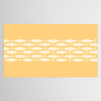 Fish Stripe 6 Minimalist Mid Century Modern Fish Pattern in Yellow Buttercream Tablecloth Gallery Image 2