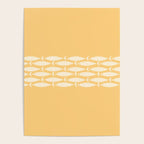 Fish Stripe 6 Minimalist Mid Century Modern Fish Pattern in Yellow Buttercream Poster Gallery Image 4