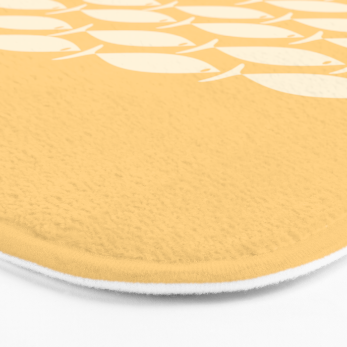 Fish Stripe 6 Minimalist Mid Century Modern Fish Pattern in Yellow Buttercream Bath Mat Gallery Image 3