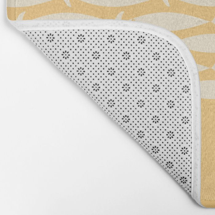 Fish Stripe 6 Minimalist Mid Century Modern Fish Pattern in Yellow Buttercream Bath Mat Gallery Image 2