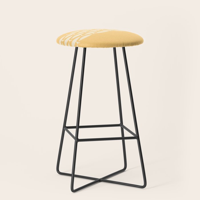 Fish Stripe 6 Minimalist Mid Century Modern Fish Pattern in Yellow Buttercream Stool Gallery Image 1
