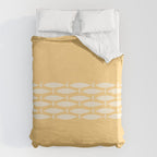 Fish Stripe 6 Minimalist Mid Century Modern Fish Pattern in Yellow Buttercream Duvet Cover Gallery Image 6