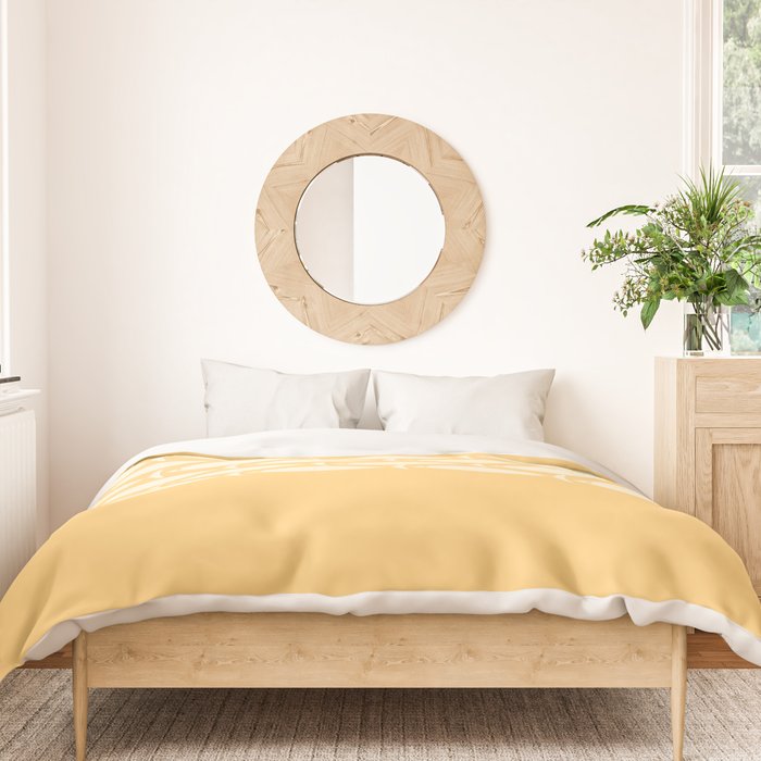 Fish Stripe 6 Minimalist Mid Century Modern Fish Pattern in Yellow Buttercream Duvet Cover Gallery Image 3
