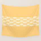 Fish Stripe 6 Minimalist Mid Century Modern Fish Pattern in Yellow Buttercream Wall Tapestry Gallery Image 4