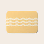 Fish Stripe 6 Minimalist Mid Century Modern Fish Pattern in Yellow Buttercream Bath Mat Gallery Image 1