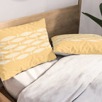 Fish Stripe 6 Minimalist Mid Century Modern Fish Pattern in Yellow Buttercream Pillow Sham Gallery Image 2