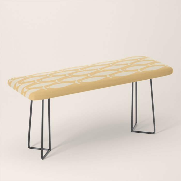 Fish Stripe 6 Minimalist Mid Century Modern Fish Pattern in Yellow Buttercream Bench Gallery Image 1