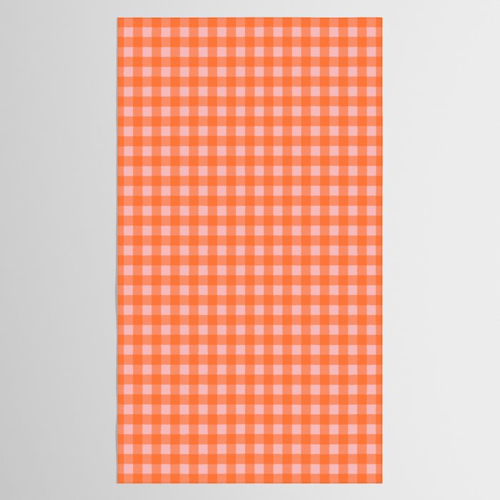 Gingham Check Pattern in Cheerful Orange and Pink Blush Tablecloth Gallery Image 2