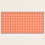 Gingham Check Pattern in Cheerful Orange and Pink Blush Desk Mat Gallery Image 3