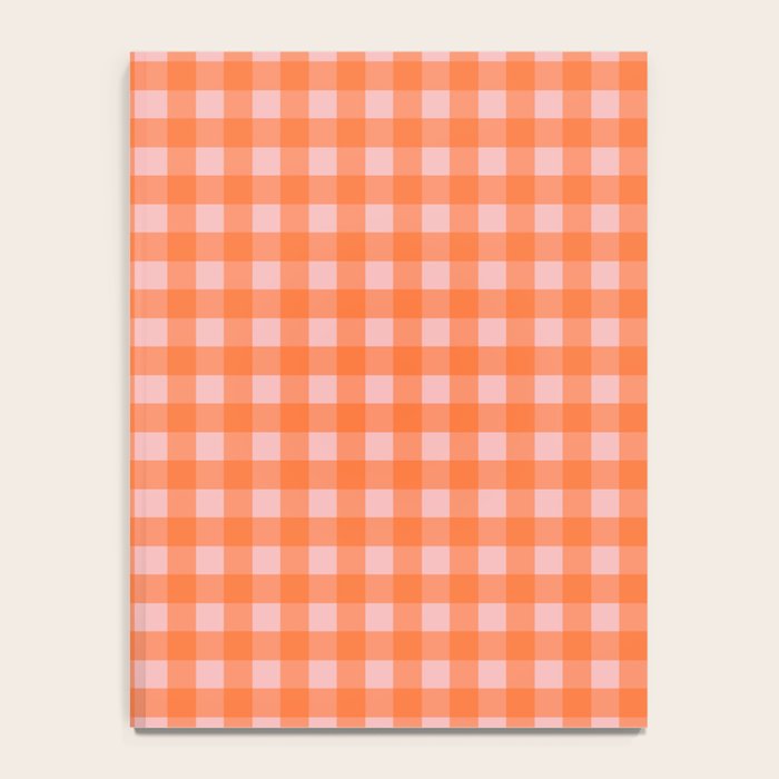 Gingham Check Pattern in Cheerful Orange and Pink Blush Notebook Gallery Image 4