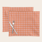 Gingham Check Pattern in Cheerful Orange and Pink Blush Placemat Gallery Image 1