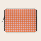 Gingham Check Pattern in Cheerful Orange and Pink Blush Laptop Sleeve Gallery Image 1