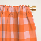 Gingham Check Pattern in Cheerful Orange and Pink Blush Window Curtain Gallery Image 2