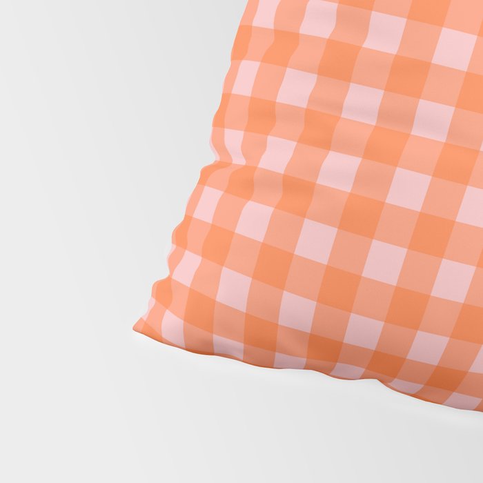 Gingham Check Pattern in Cheerful Orange and Pink Blush Pillow Sham Gallery Image 4