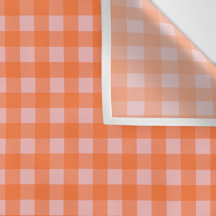 Gingham Check Pattern in Cheerful Orange and Pink Blush Wall Tapestry Gallery Image 3