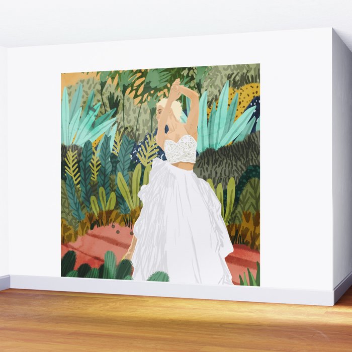 Forest Bride | Jungle Wedding Painting | Travel Solo | Blonde Woman Dancing Joy Wall Mural Gallery Image 2