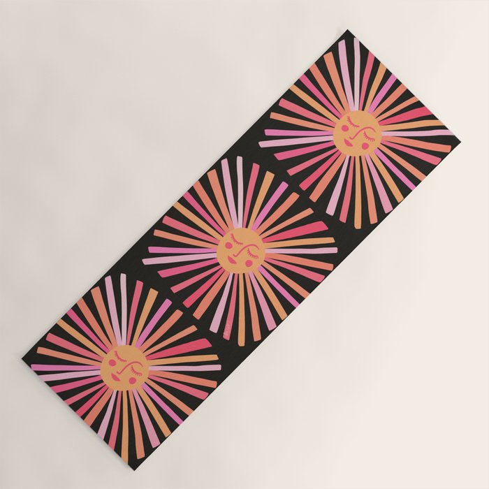 Sunshine - Pink on Charcoal Yoga Mat Gallery Image 1