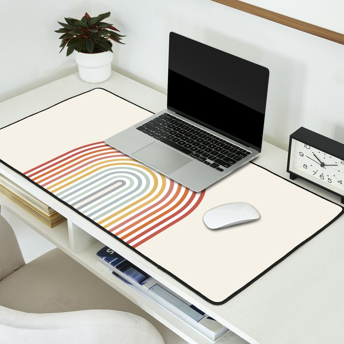 Minimalist colorful rainbow lines  Desk Mat Gallery Image 2