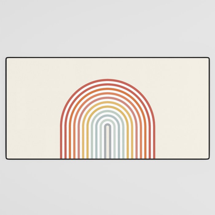 Minimalist colorful rainbow lines  Desk Mat Gallery Image 3