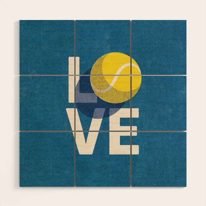 BALLS - Love Tennis - Hard Court Wood Wall Art Gallery Image 1