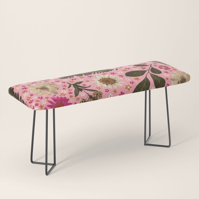 Dried Flower Print in Pink Bench Gallery Image 1
